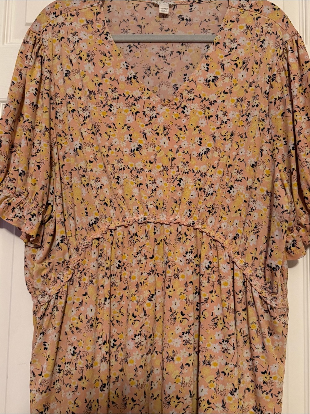 Floral Pink Smocked Waist Tunic Top